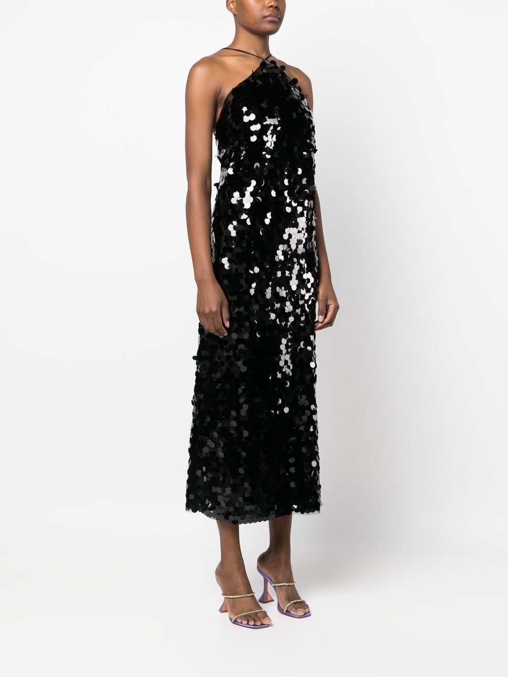 ROTATE Sequin Halterneck Midi Dress - Farfetch