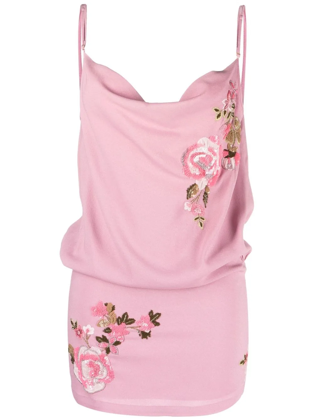 Image 1 of Blumarine floral-embroidered cowl-neck dress