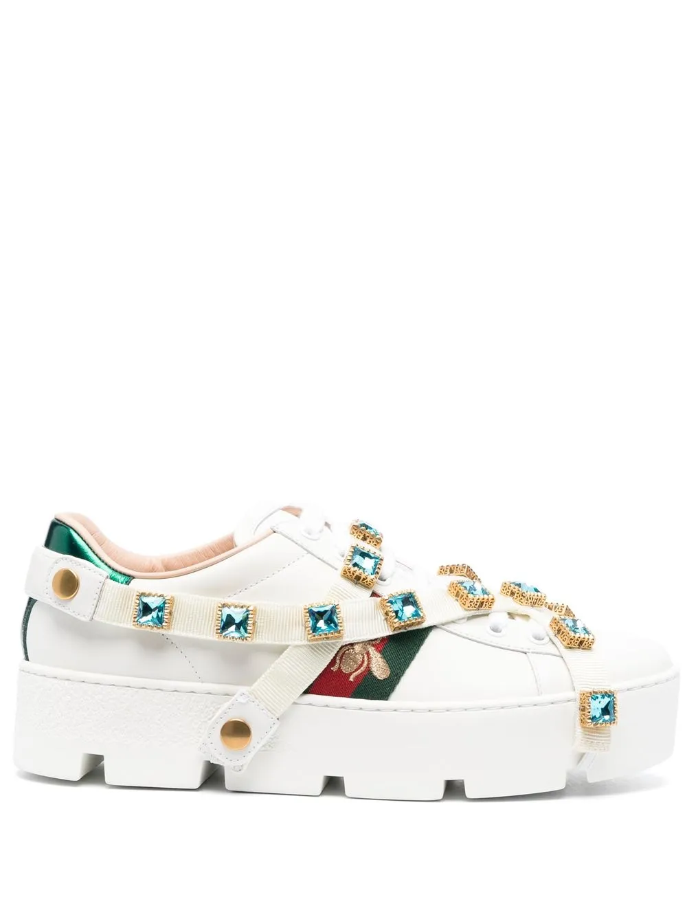 

Gucci New Ace crystal-embellished sneakers - White