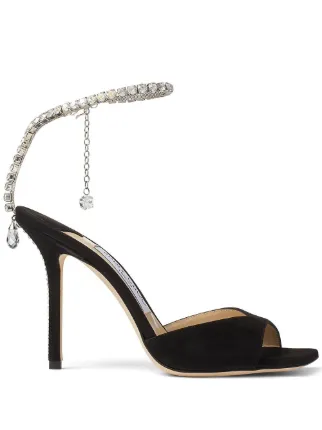 Jimmy Choo Saeda 100 ビジュートリム サンダル | ブラック | FARFETCH JP