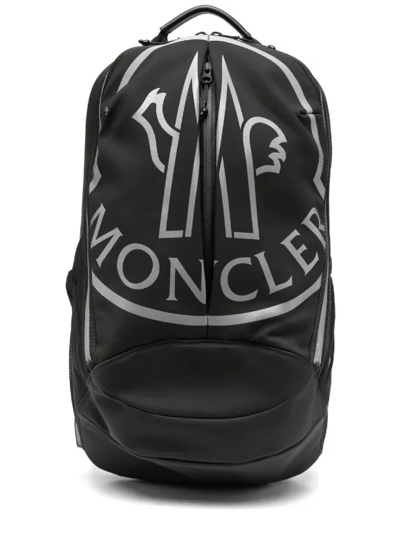 Moncler logo print Leather Backpack Farfetch