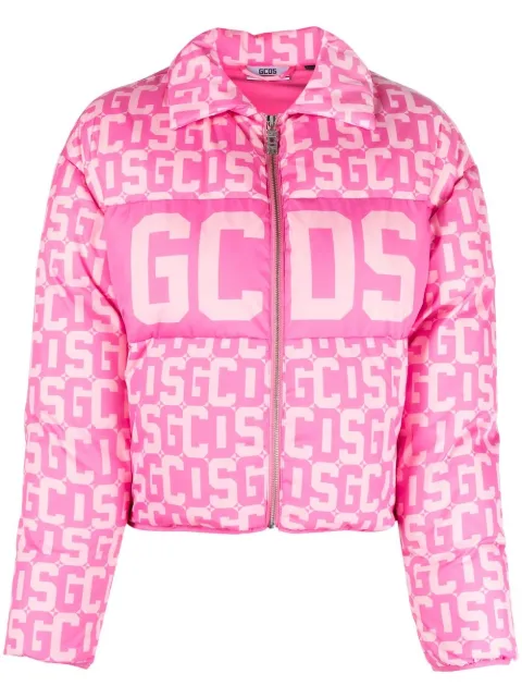 GCDS chamarra capitonada con logo estampado