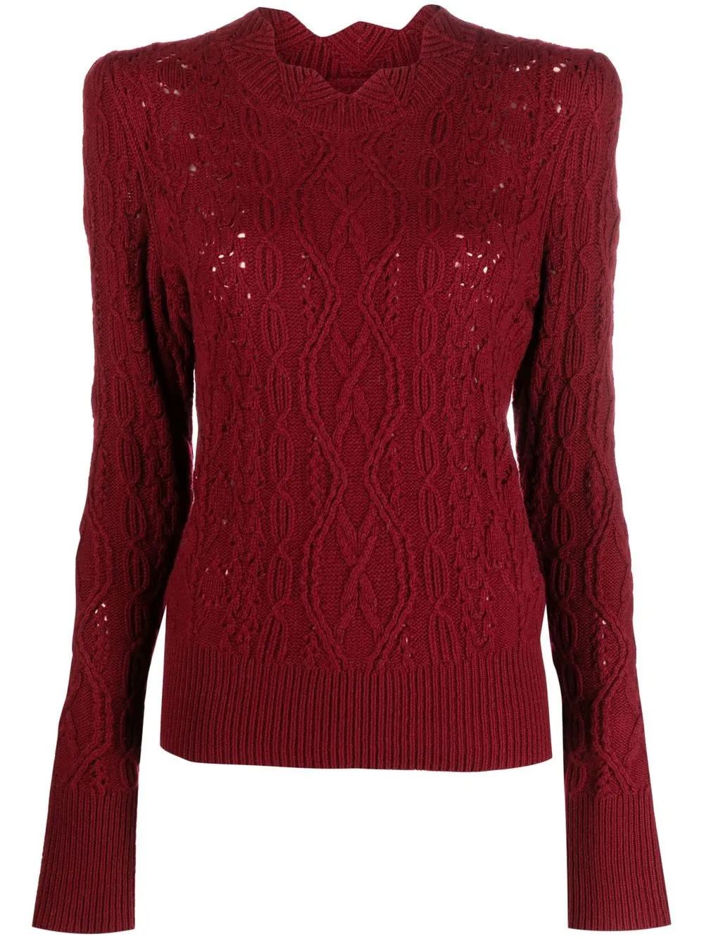 

Isabel Marant Étoile scalloped neck cable-knit jumper - Red