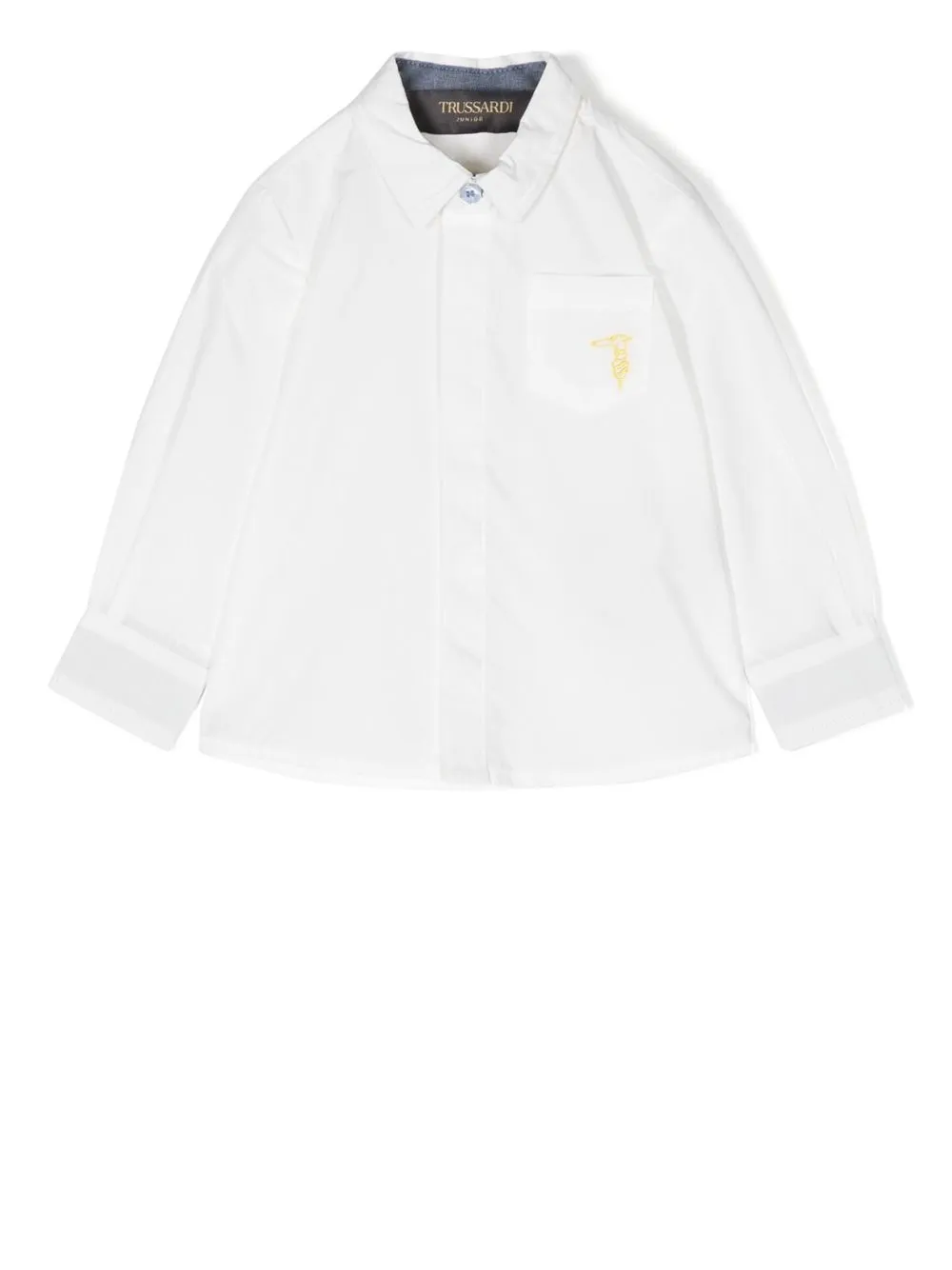 

TRUSSARDI JUNIOR camisa de manga larga con logo bordado - Blanco