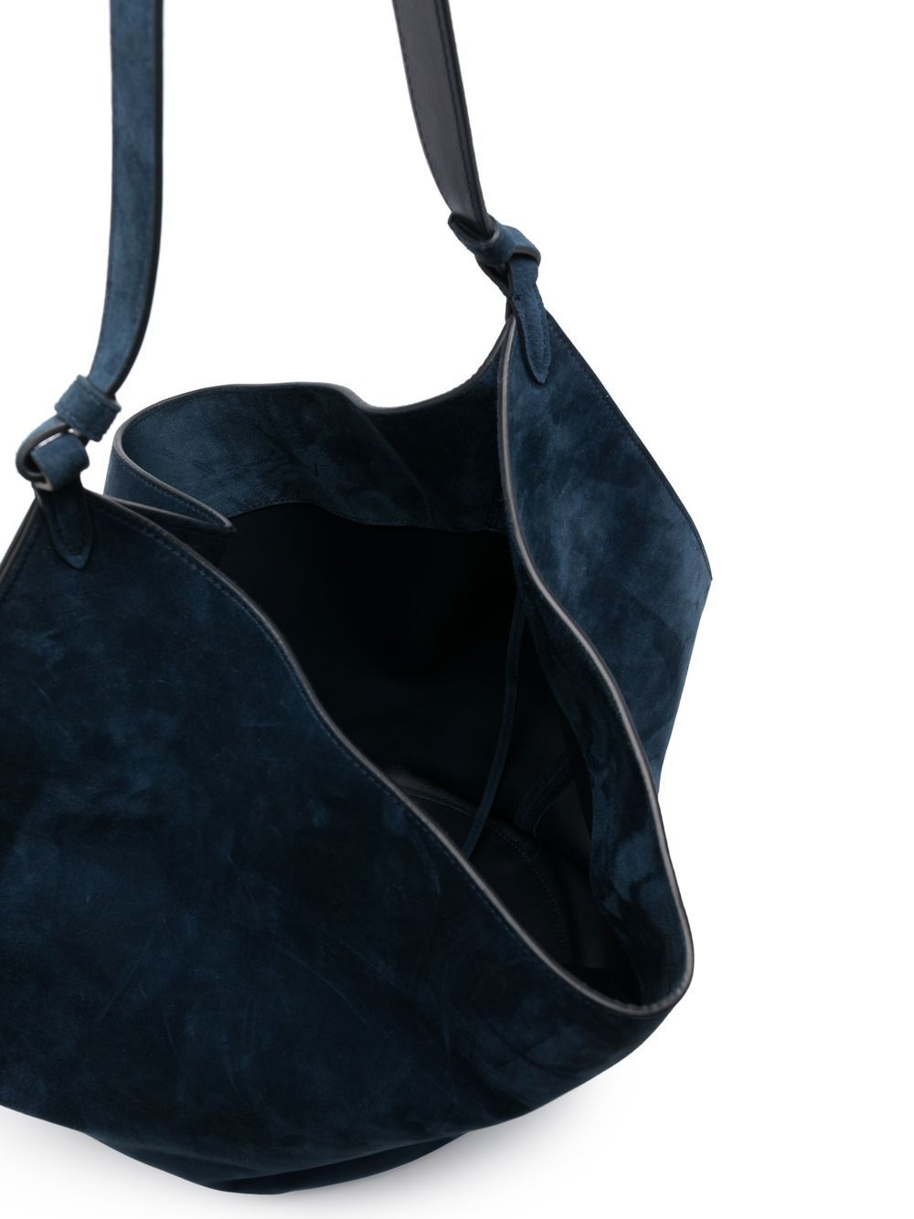 Shop Khaite Medium Lotus Suede Tote Bag In Blue