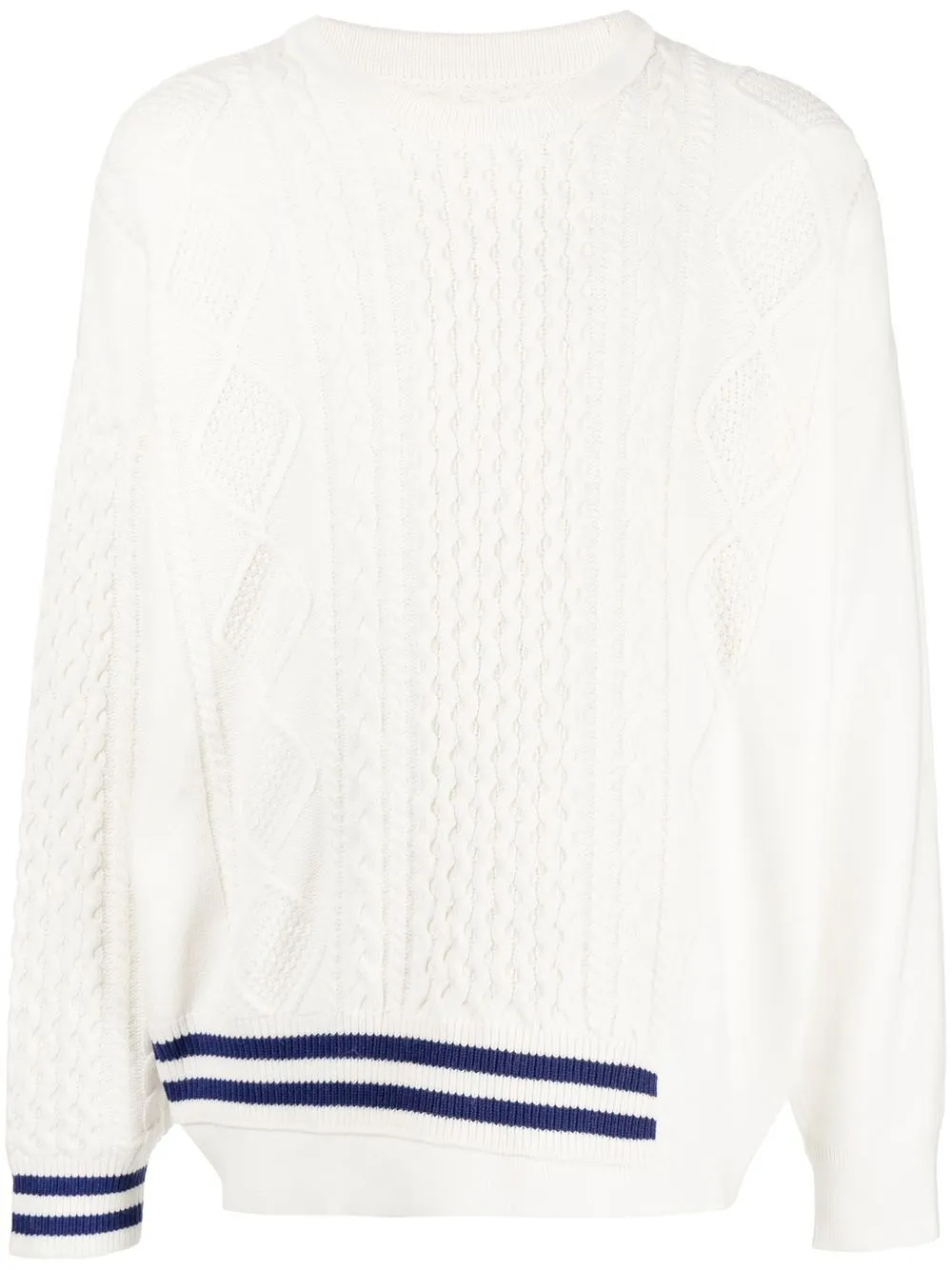 

izzue cable-knit striped jumper - White