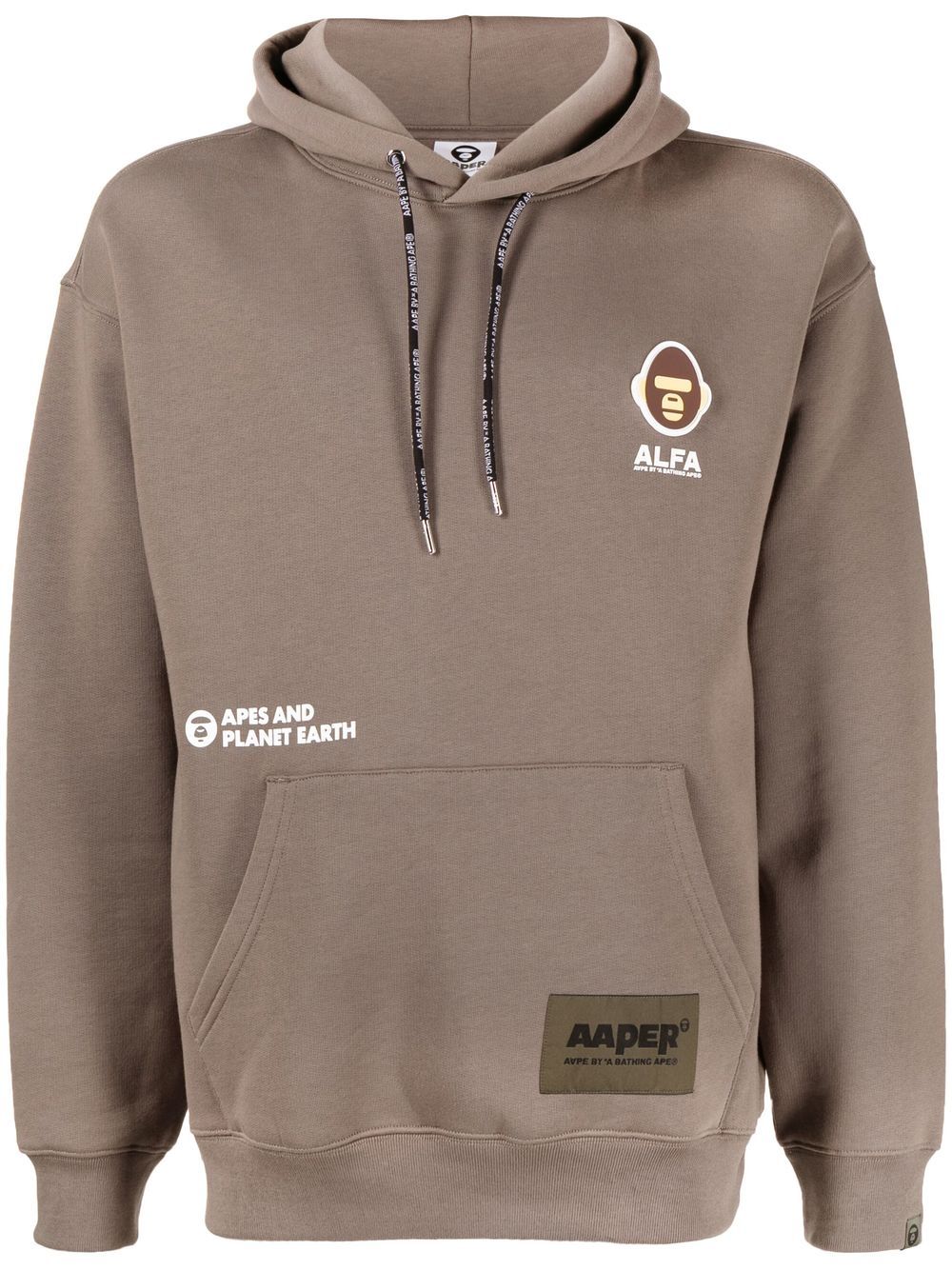 AAPE BY *A BATHING APE® logo-patch drawstring hoodie - Green