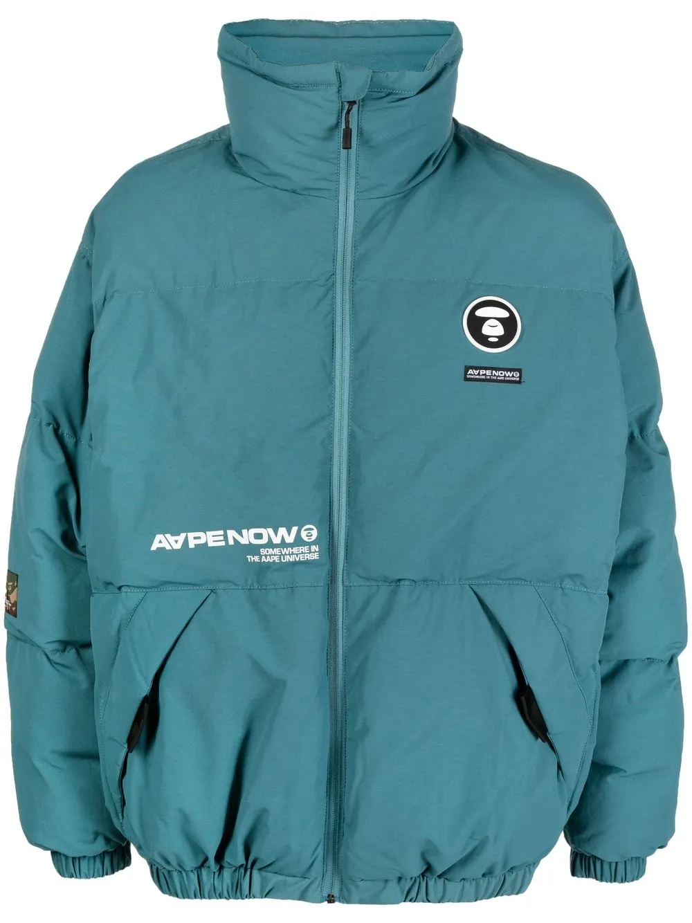 

AAPE BY *A BATHING APE® chamarra capitonada con logo estampado - Azul