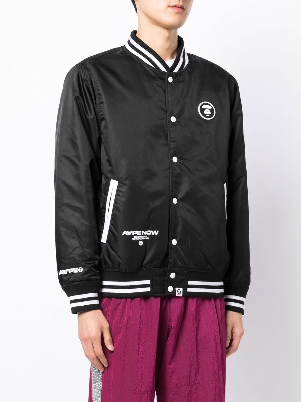 aape by *a bathing ape® logo-patch bomber jacket - brown