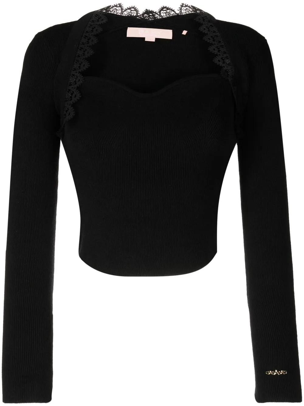 

BAPY BY *A BATHING APE® lace-trim ribbed knitted top - Black