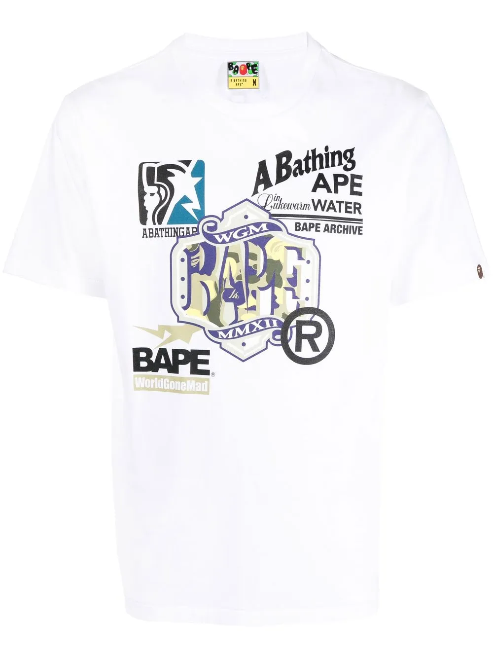 

A BATHING APE® playera con logos estampados - Blanco