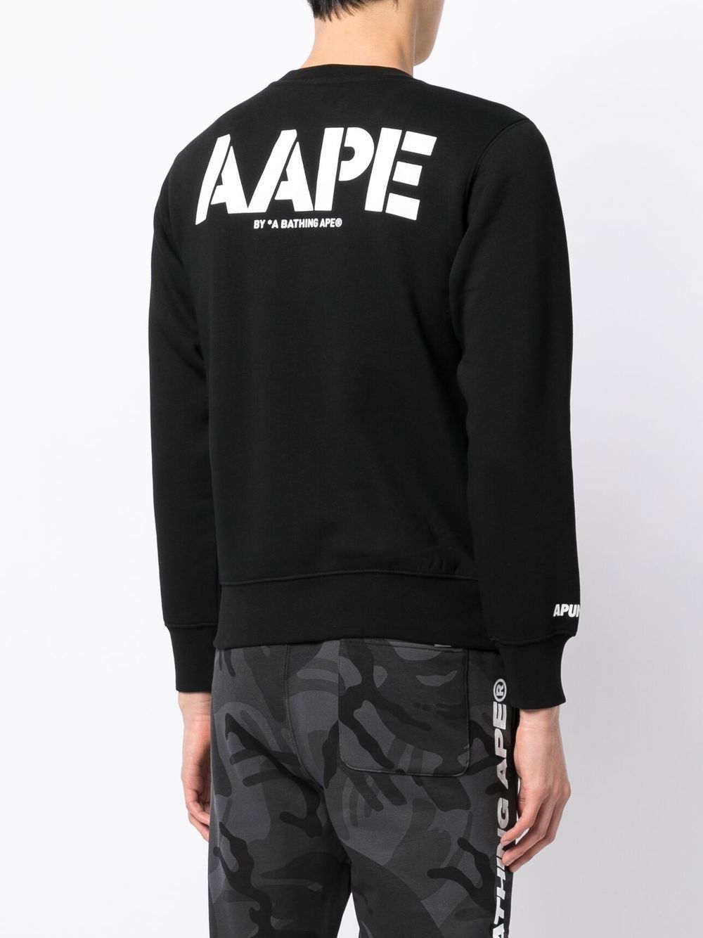 AAPE BY A BATHING APE logo print Cotton Sweatshirt Black FARFETCH ZA