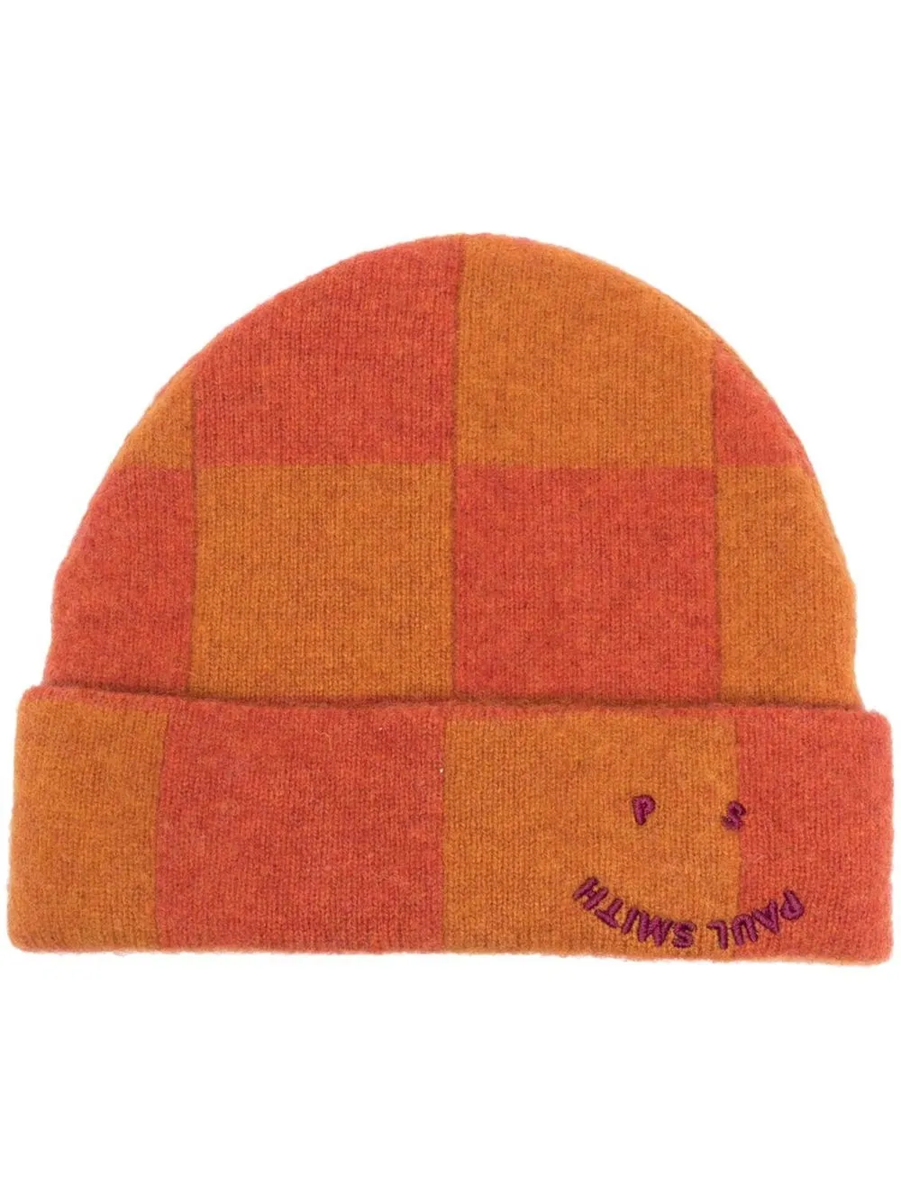 

Paul Smith gorro tejido con motivo de cuadros - Naranja