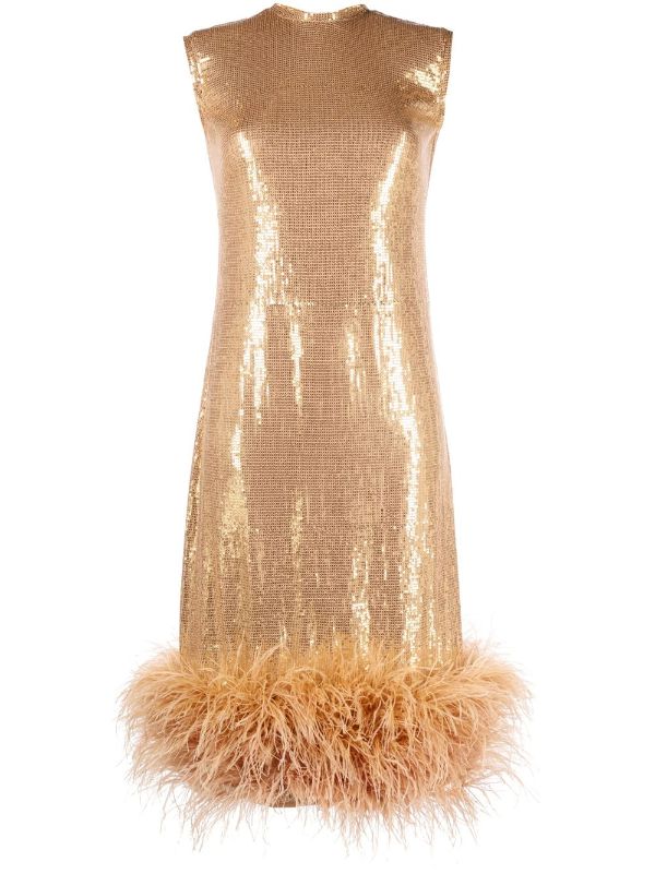 Sequin feather clearance hem dress