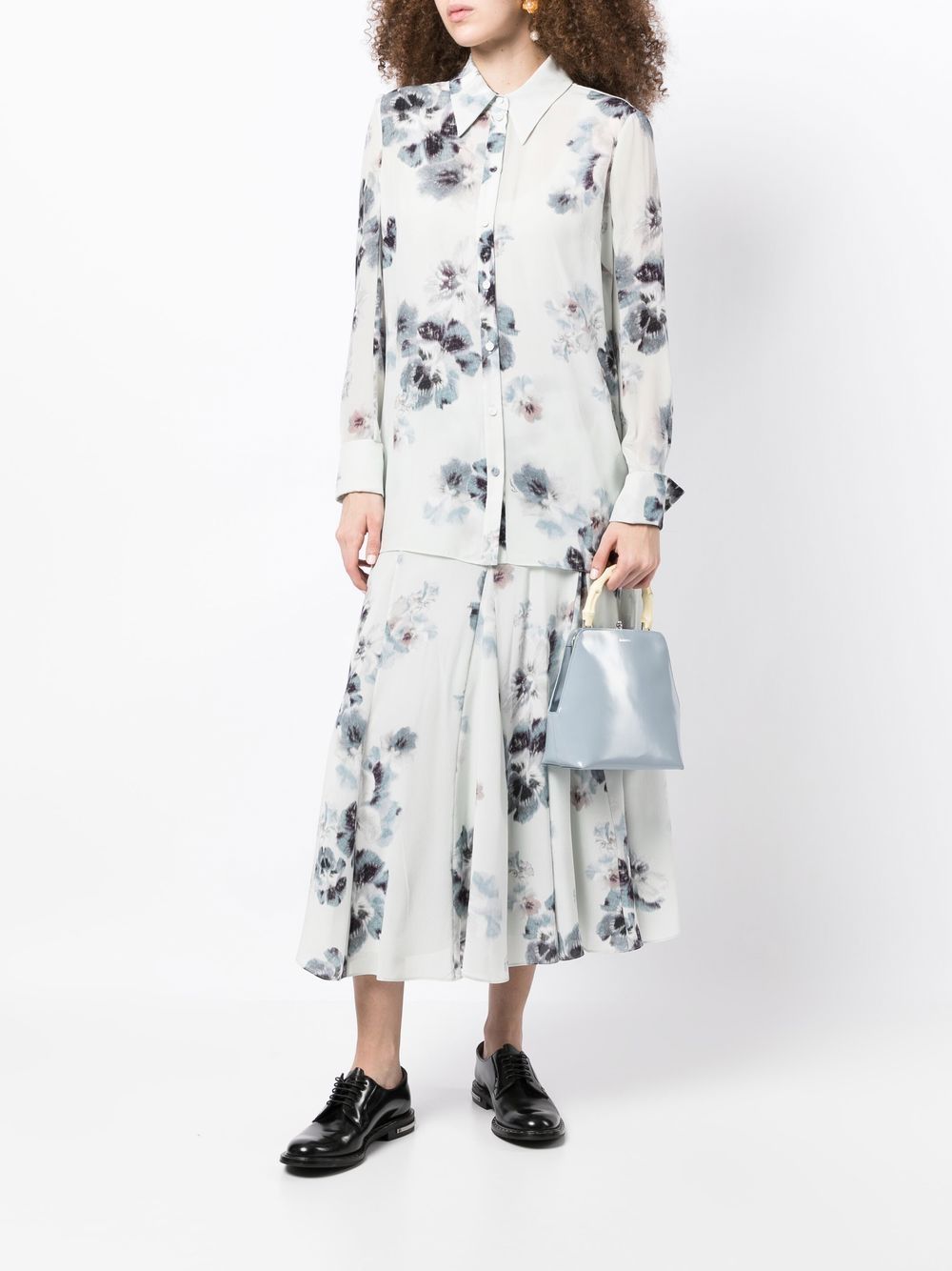 Erdem Rok met bloemenprint - Blauw