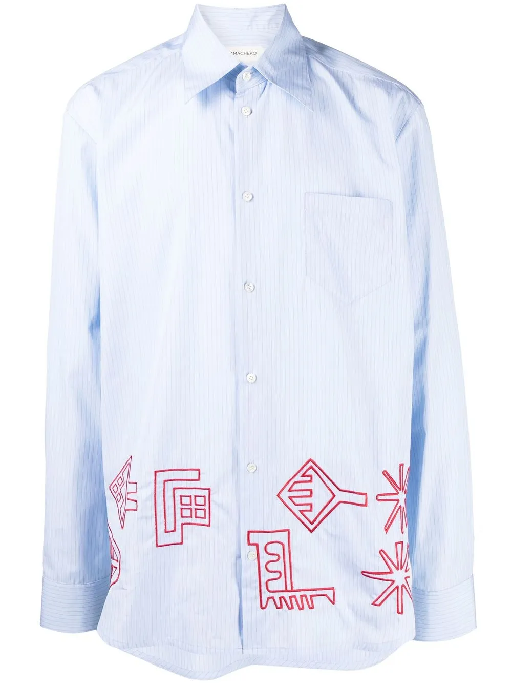 

Namacheko camisa bordada con cuello de pico - Azul