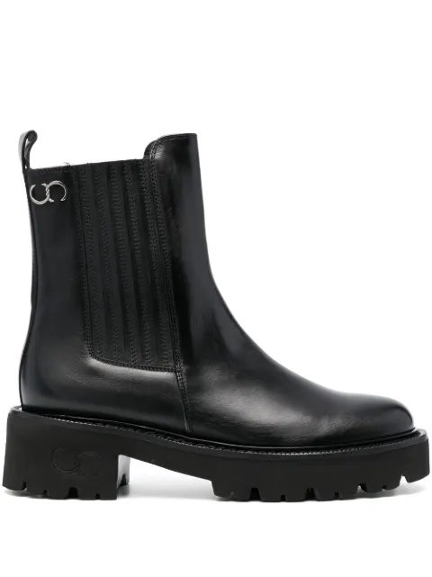 Casadei logo-plaque 50mm leather ankle boots