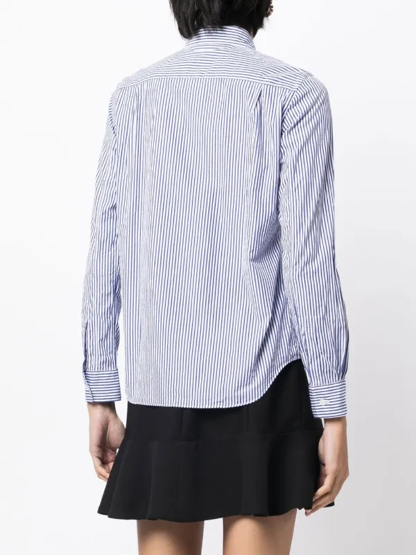 Comme Des Garçons logo-patch Striped Shirt | Blue | FARFETCH
