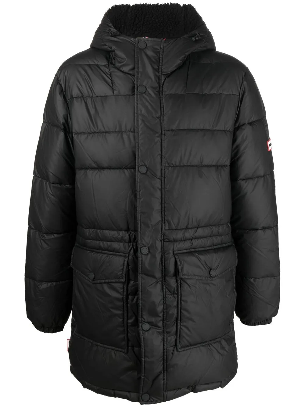 

Hunter Intrepid logo-patch puffer coat - Black