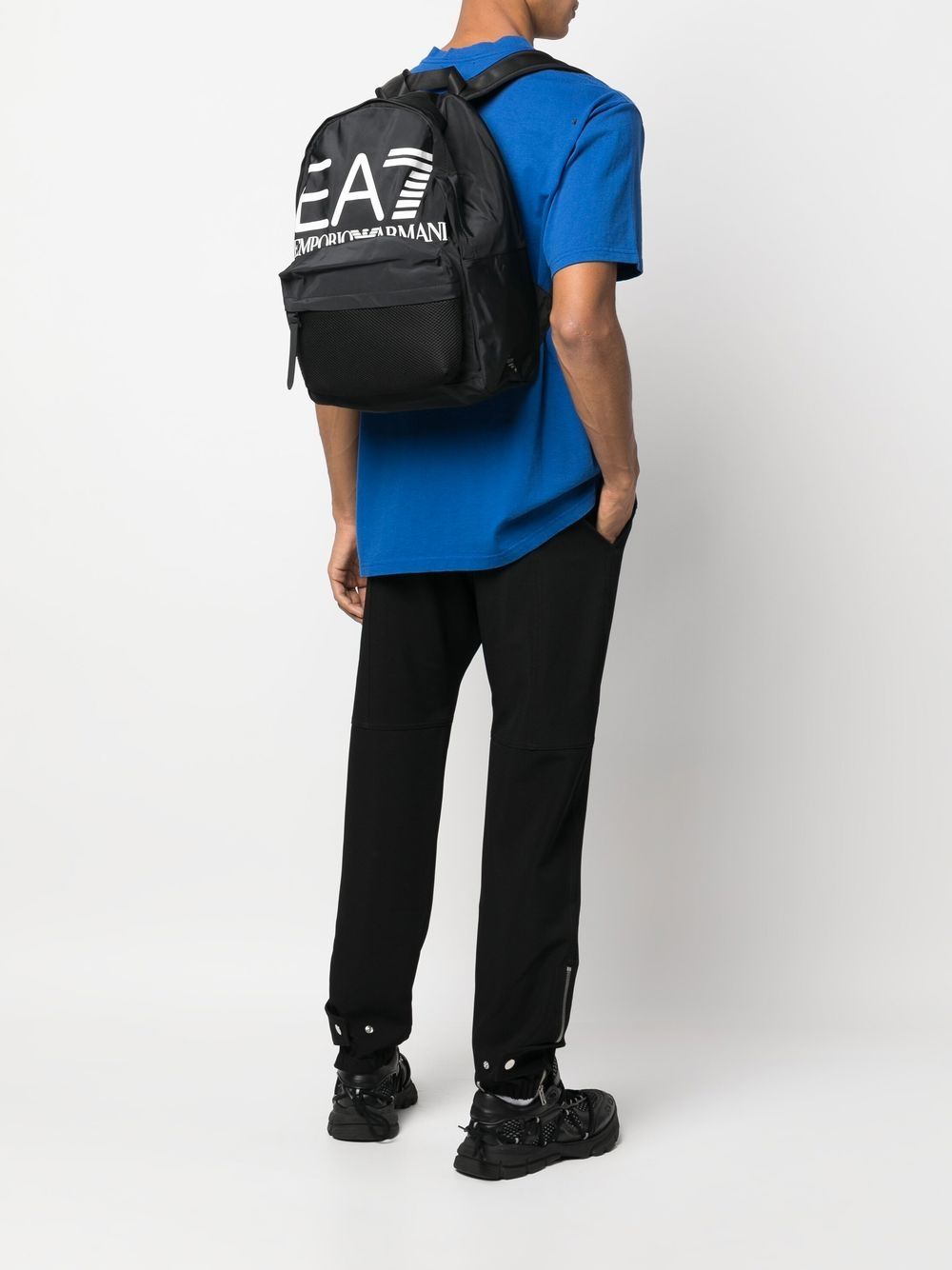 Shop Ea7 Logo-print Backpack In Schwarz