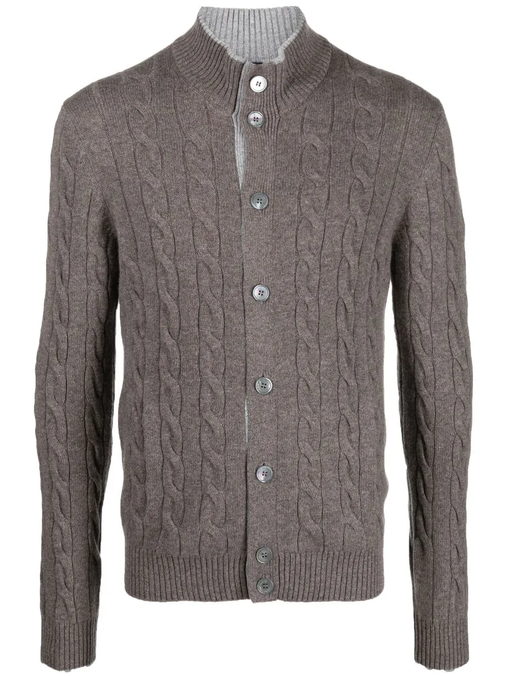 

Barba cable-knit button-down cardigan - Brown