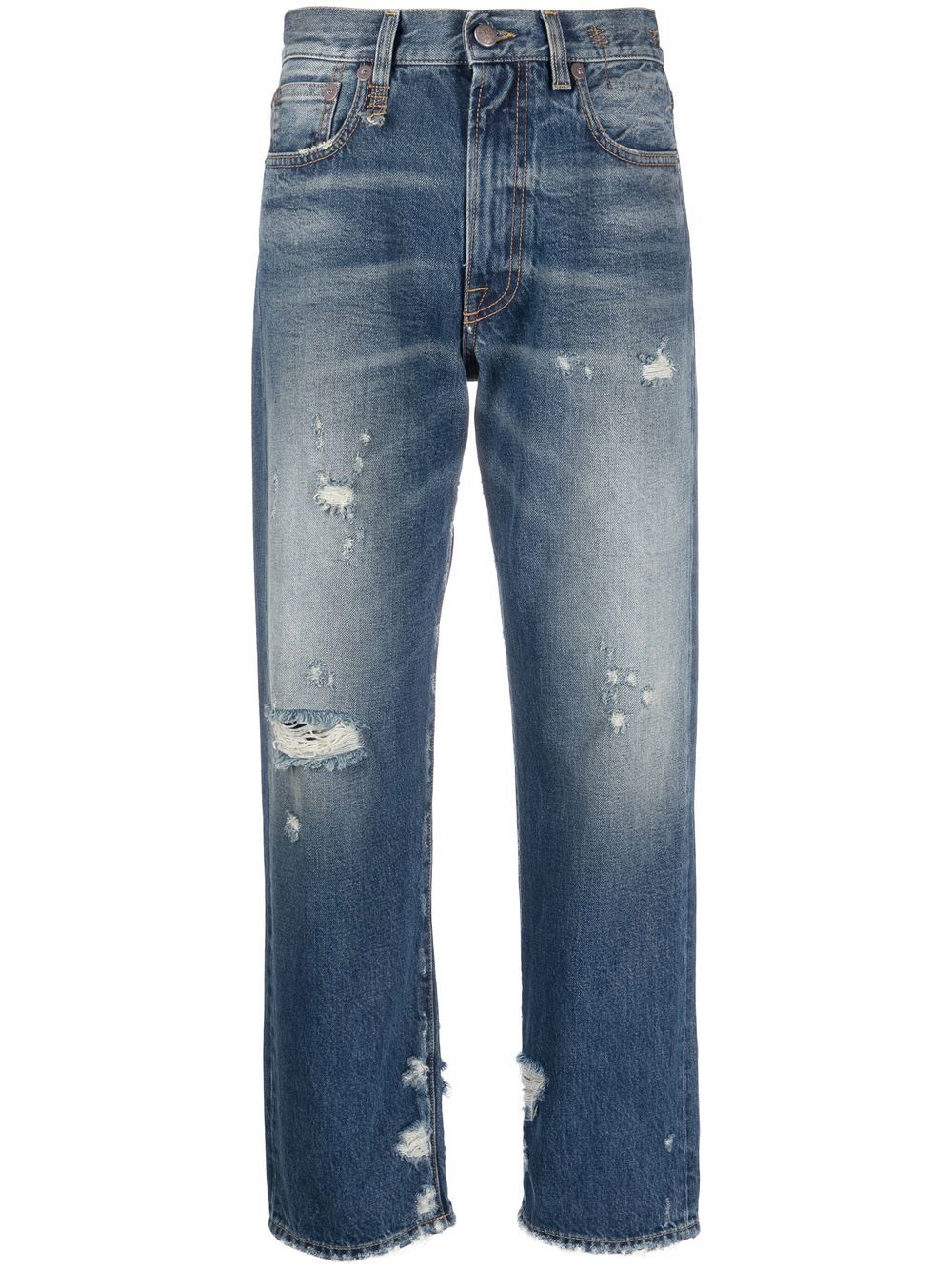 distressed high-waist jeans