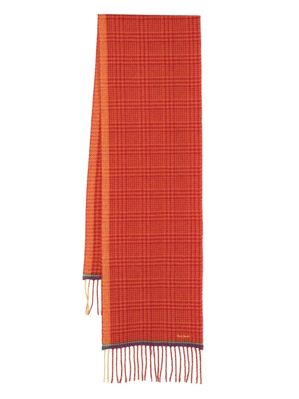 

Paul Smith houndstooth-check wool scarf - Orange