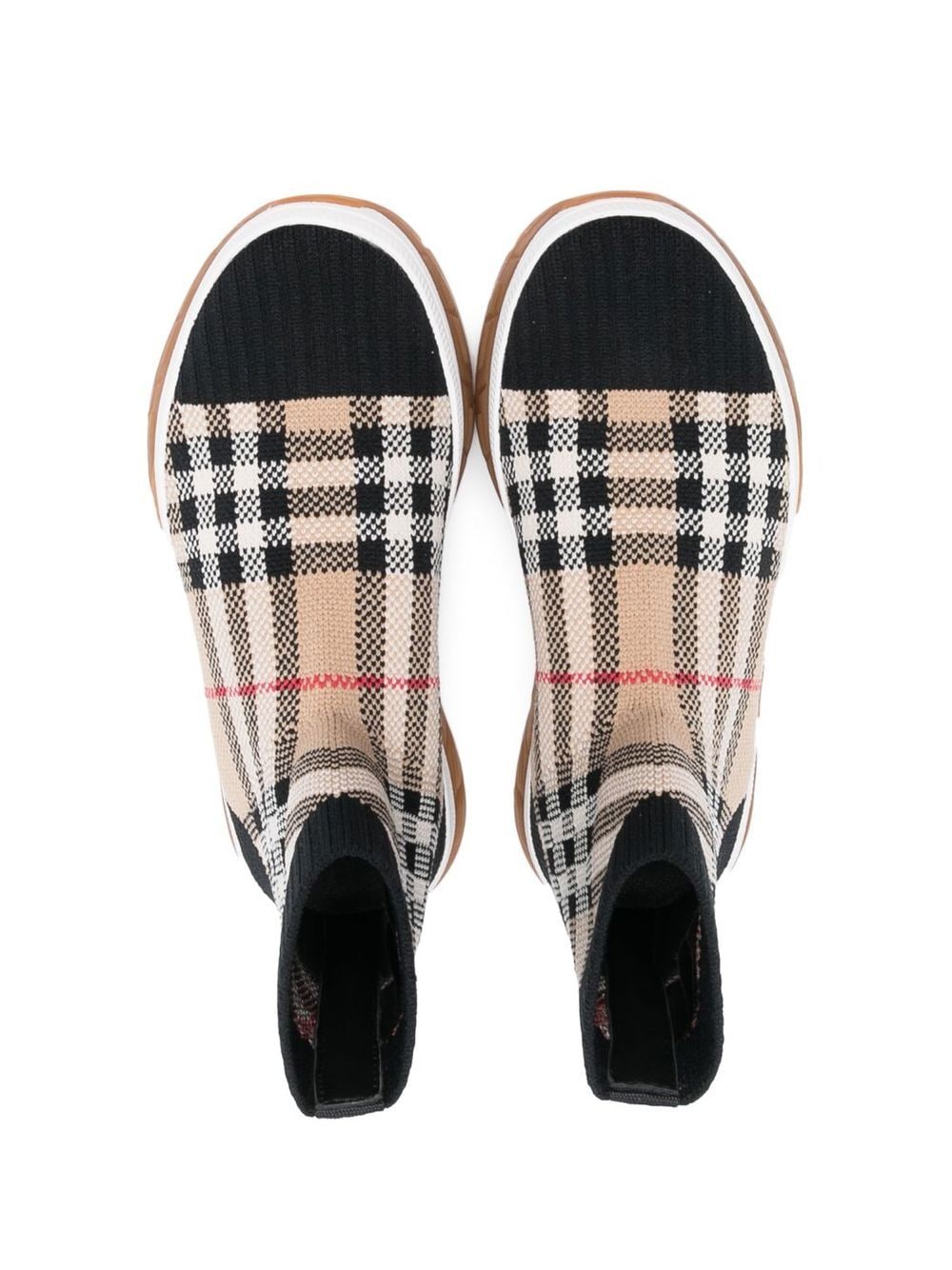Shop Burberry Vintage-check Sock-style Sneakers In Black