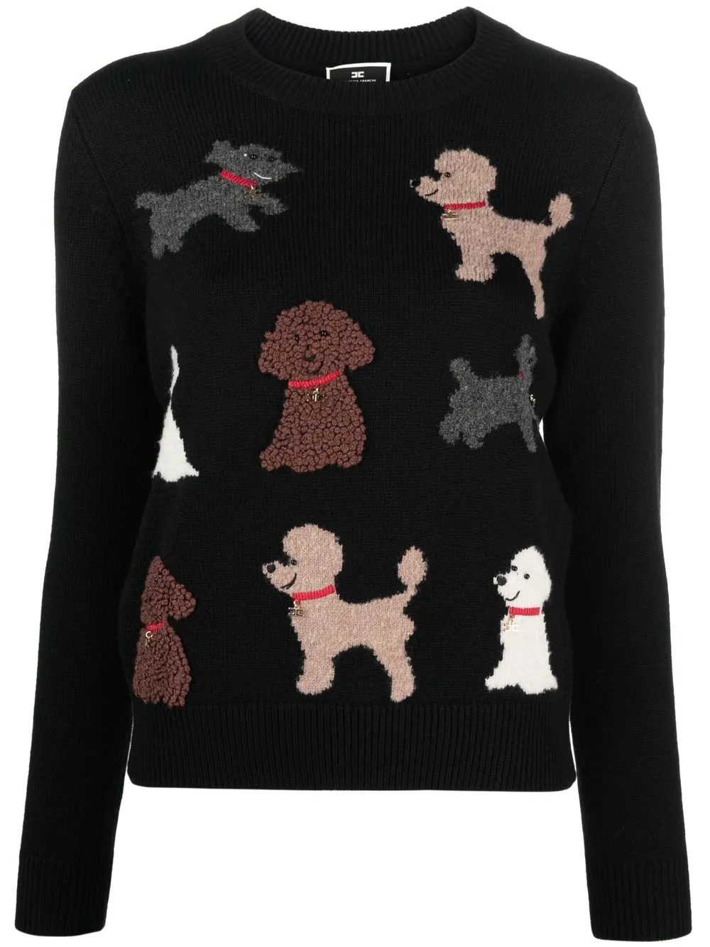 

Elisabetta Franchi suéter con motivo de perro en intarsia - Negro