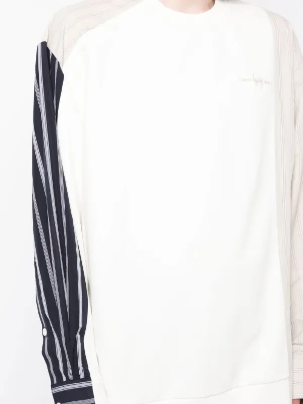 Feng Chen Wang shirt-panelled Sweatshirt | Neutrals | FARFETCH Feng Chen Wang shirt-panelled Sweatshirt | Neutrals | FARFETCH