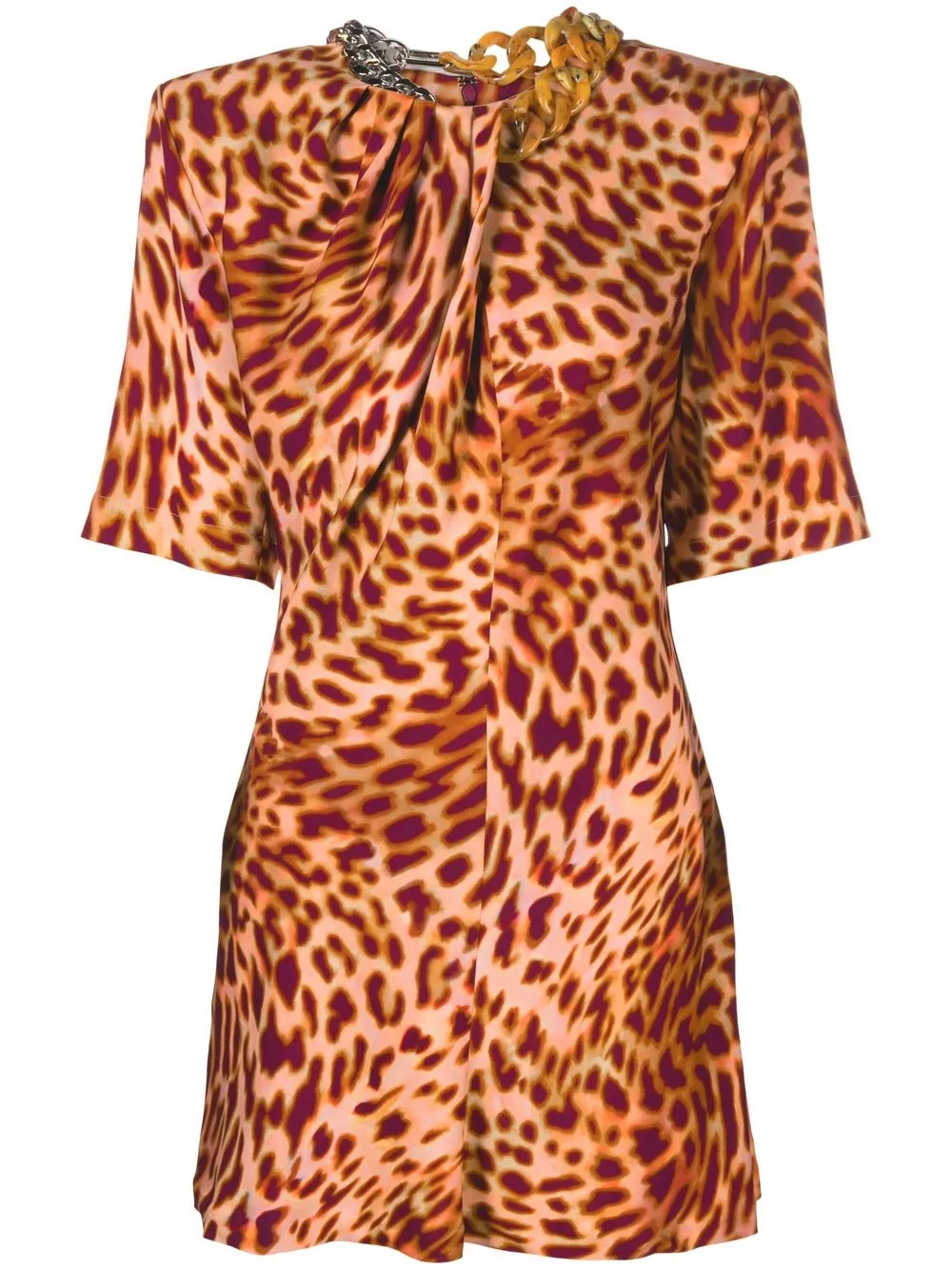 

Stella McCartney vestido corto con estampado de leopardo - Rosado