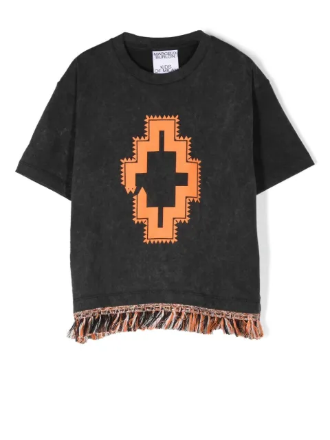 Marcelo Burlon County Of Milan Kids logo-print fringed-trim T-shirt