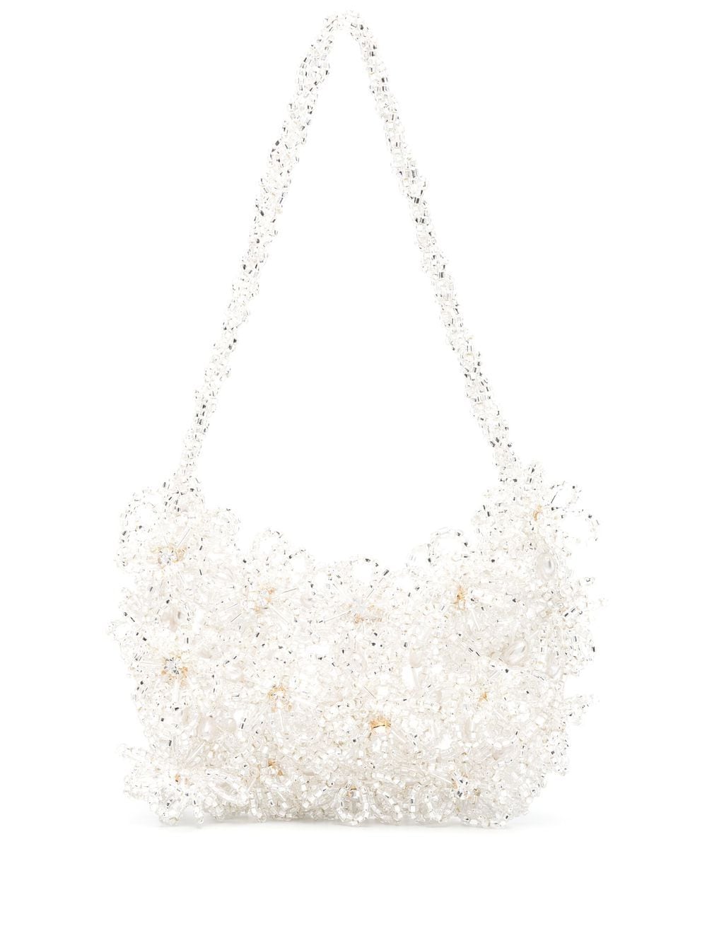 Vanina Bouquet Beaded Shoulder Bag In White