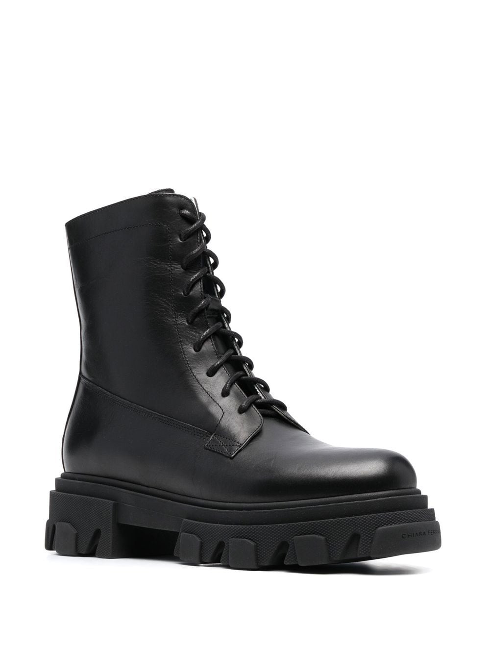 Shop Chiara Ferragni Leather Lace Up Boots In Black