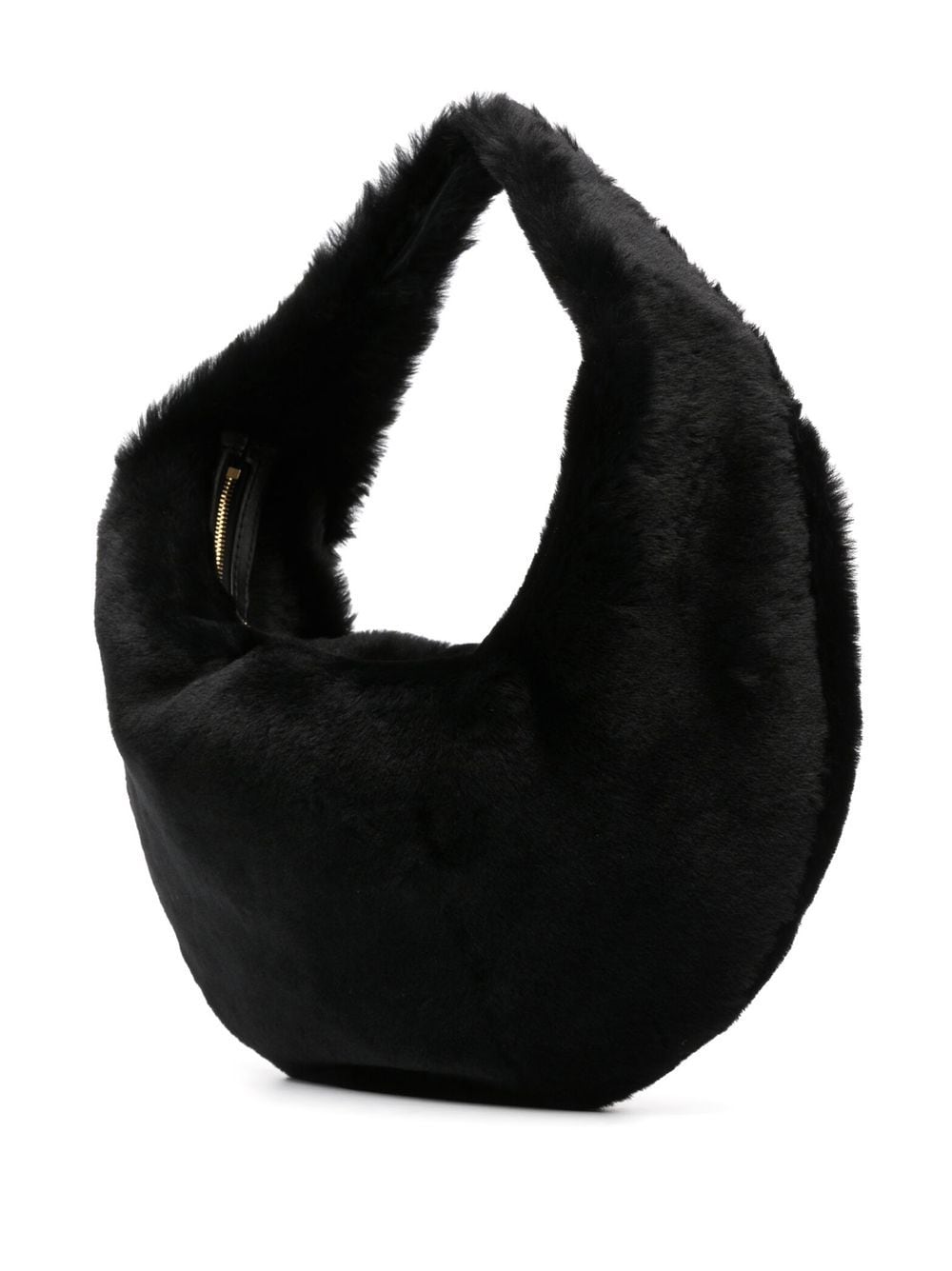 Shop Khaite Medium Olivia Shearling Shoulder Bag In Black