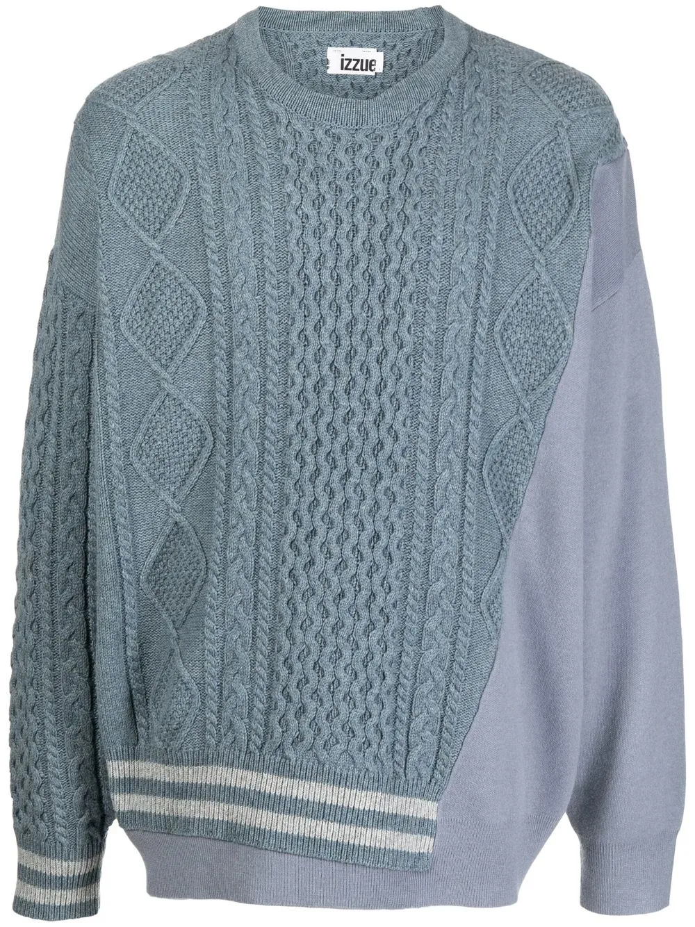 

izzue asymmetric cable-knit jumper - Blue