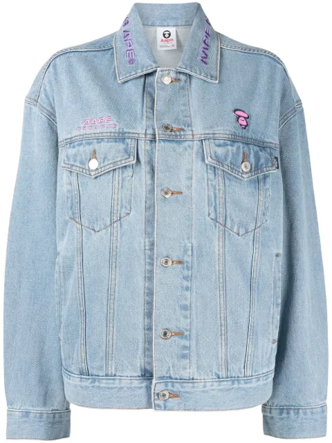 AAPE BY *A BATHING APE® brooch-detail denim jacket 