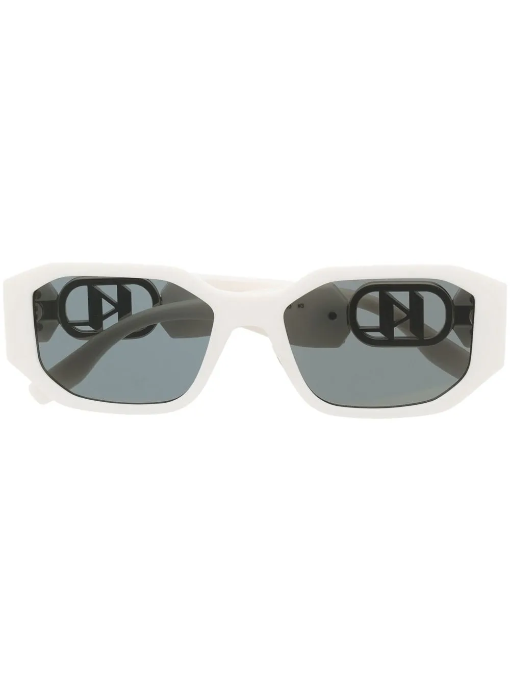 

Karl Lagerfeld lentes de sol con armazón rectangular y placa del logo - Blanco