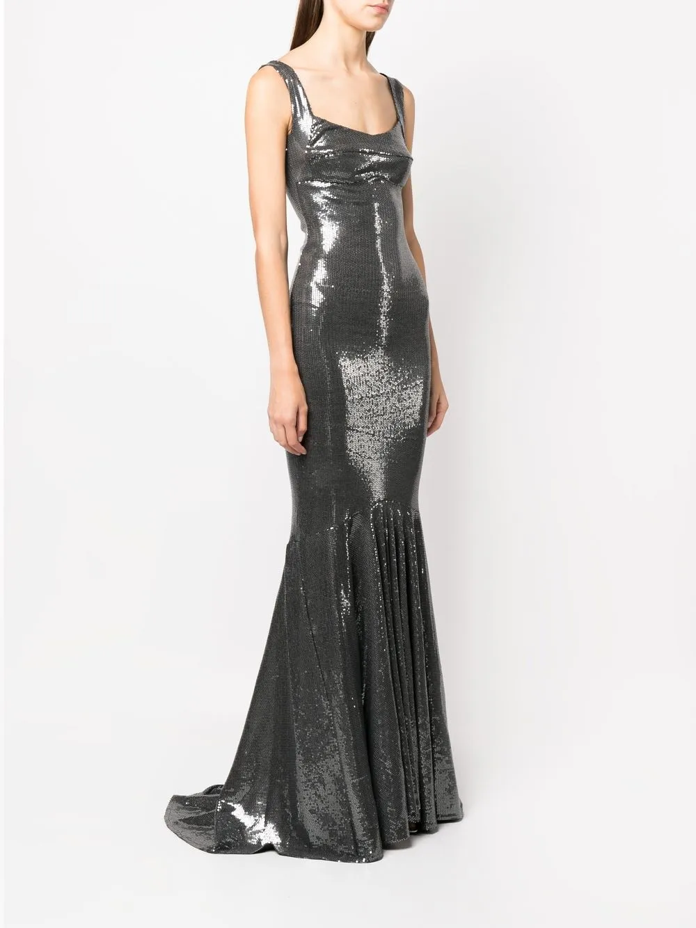 Shop Atu Body Couture Sequinned Sleeveless Gown In Grau