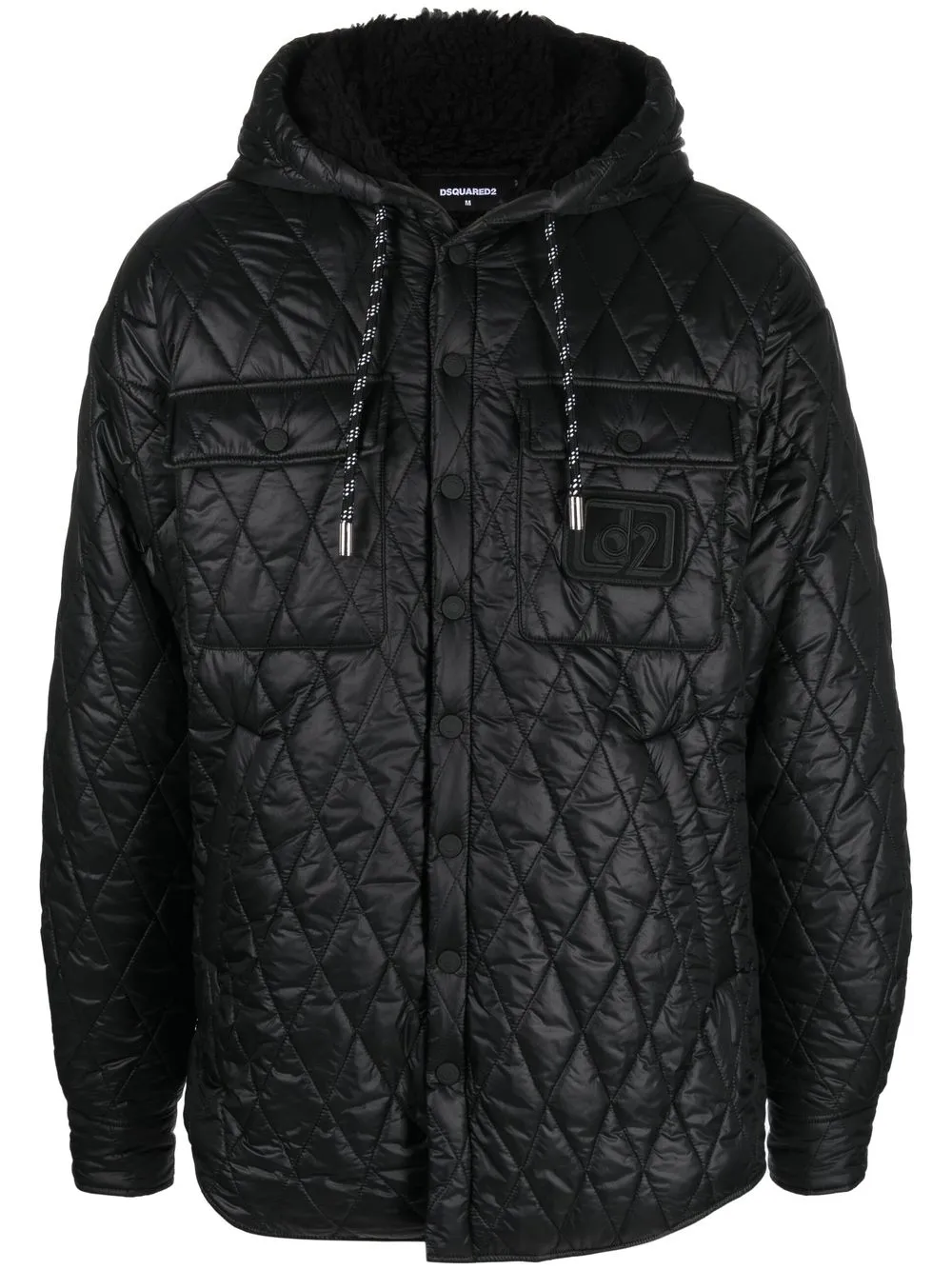 

Dsquared2 logo-patch quilted jacket - Black