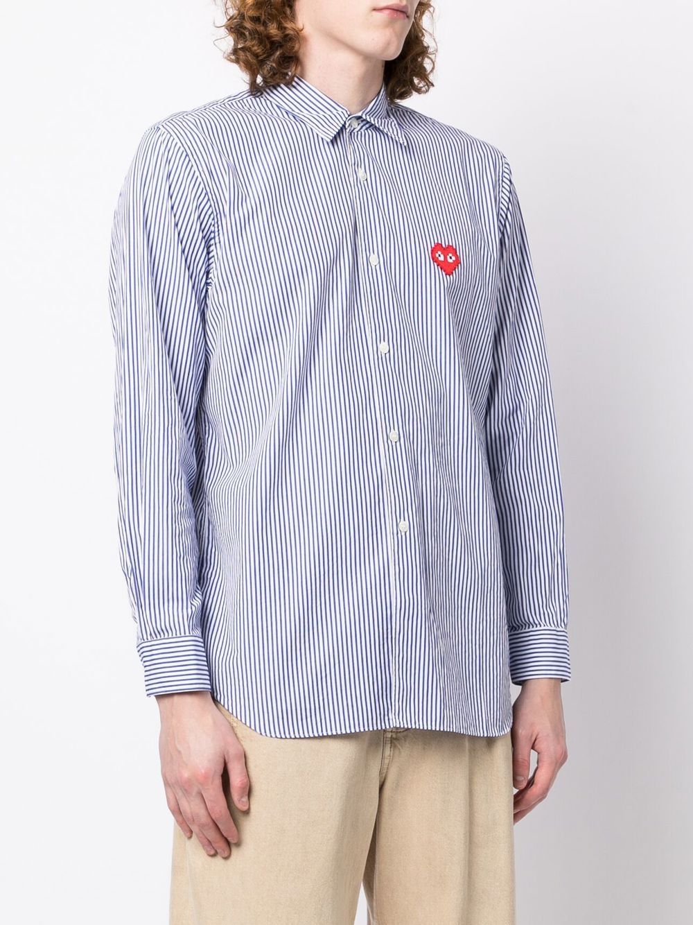 Comme Des Garcons logo-patch stripe-print shirt Men