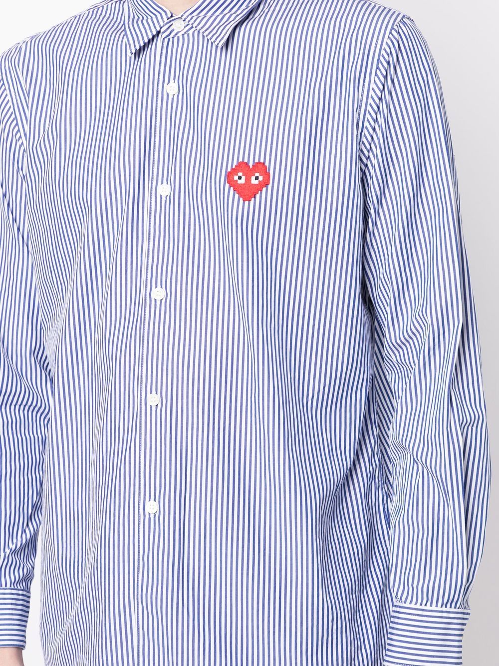 Comme Des Garcons logo-patch stripe-print shirt Men