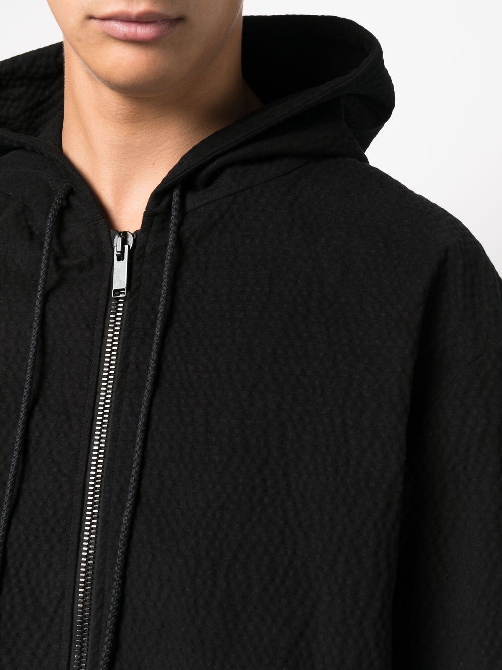 Shop 424 Textured Logo-embroidered Hoodie In Schwarz