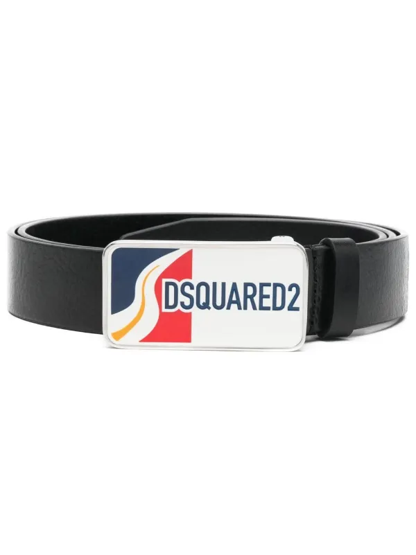 logo-buckle leather belt