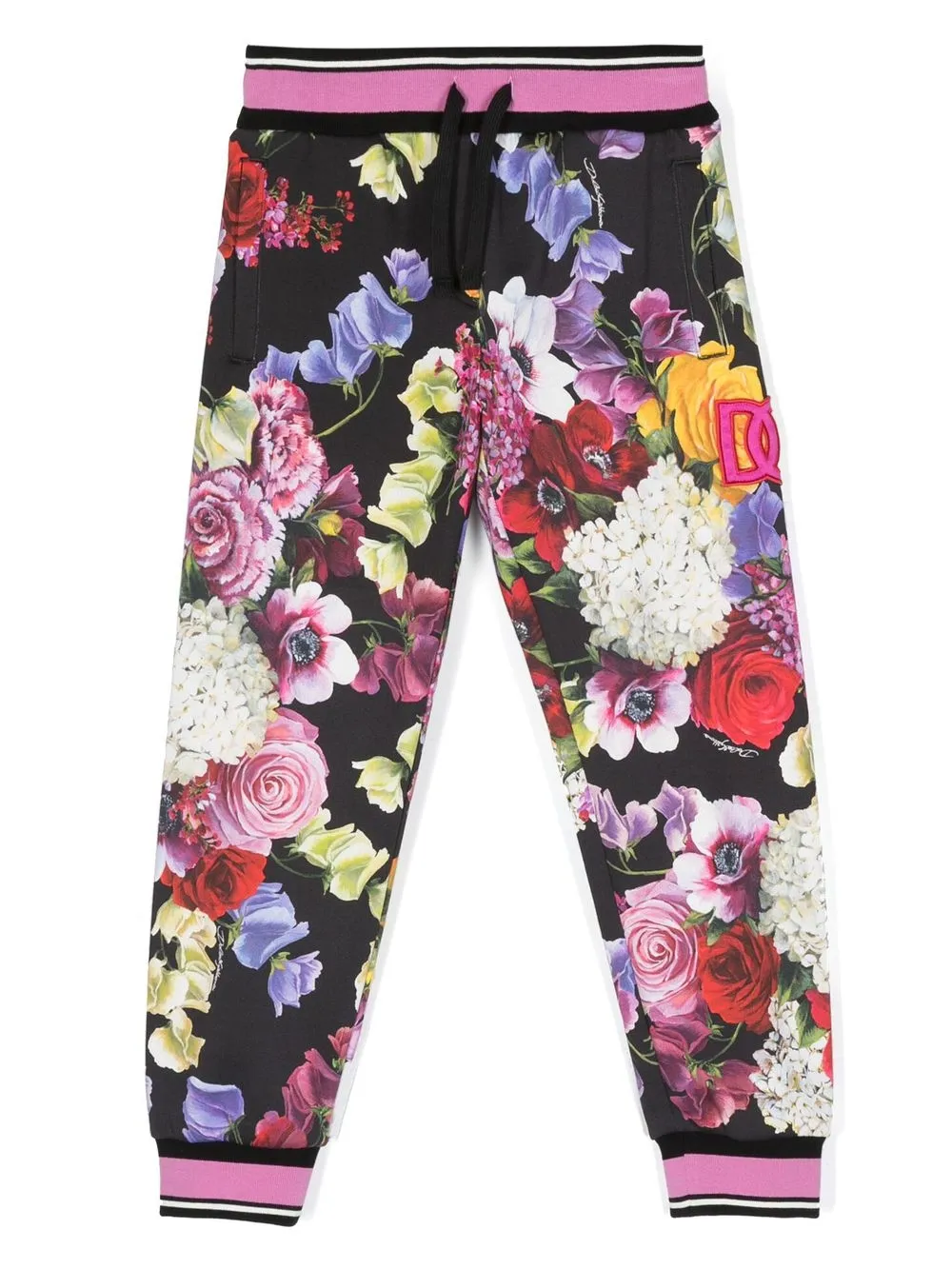 

Dolce & Gabbana Kids floral-print track pants - Black