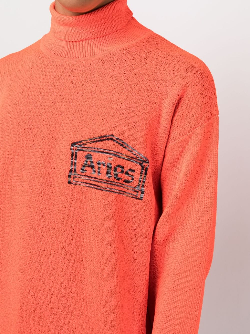 Shop Aries Embroidered-logo Roll Neck Jumper In Orange