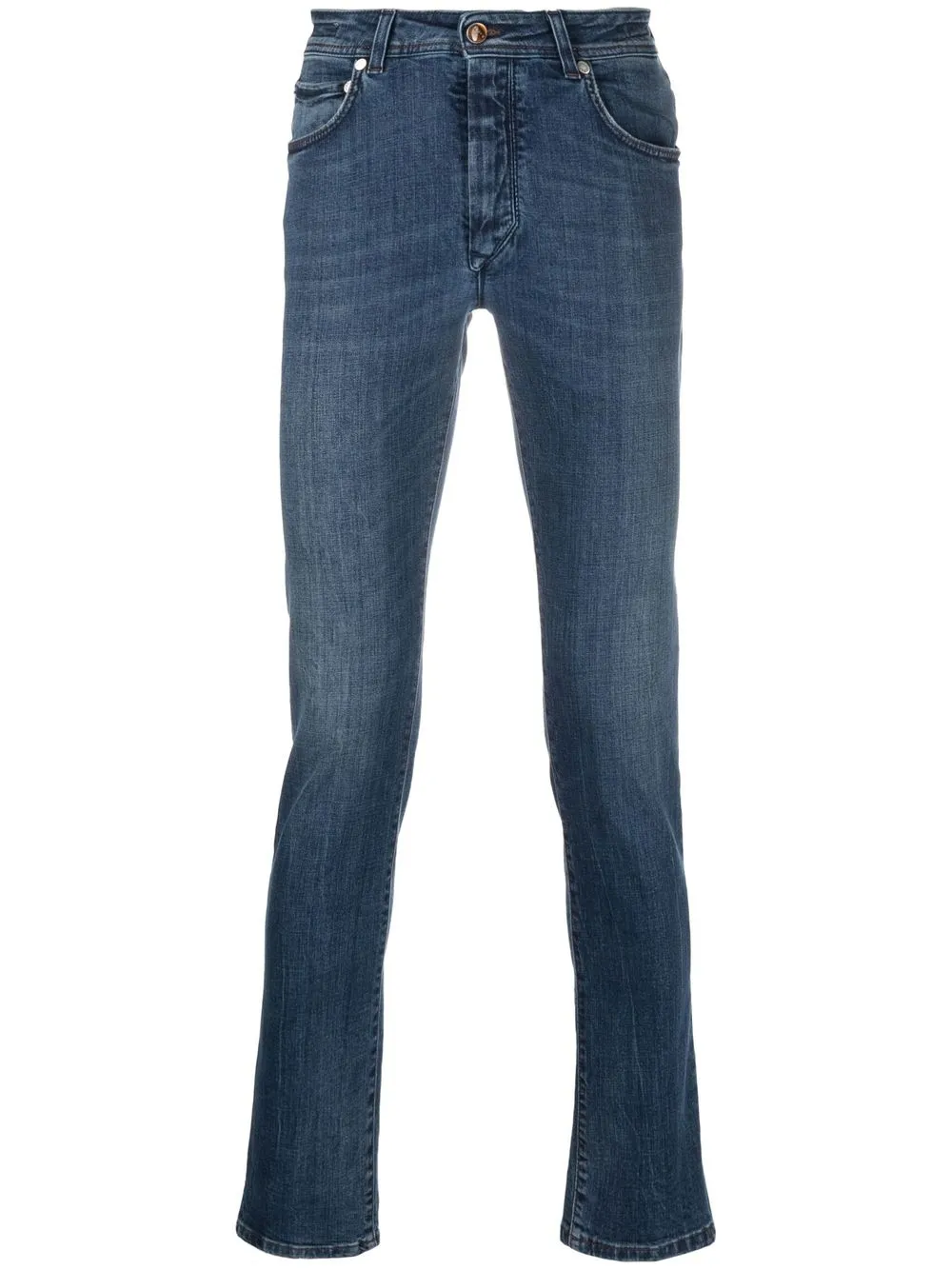 

Barba slim-cut washed denim jeans - Blue