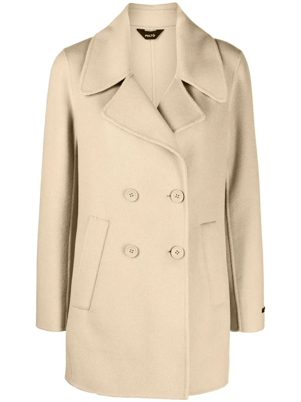 Paltò Notched-lapel Double-breasted Coat In Nude