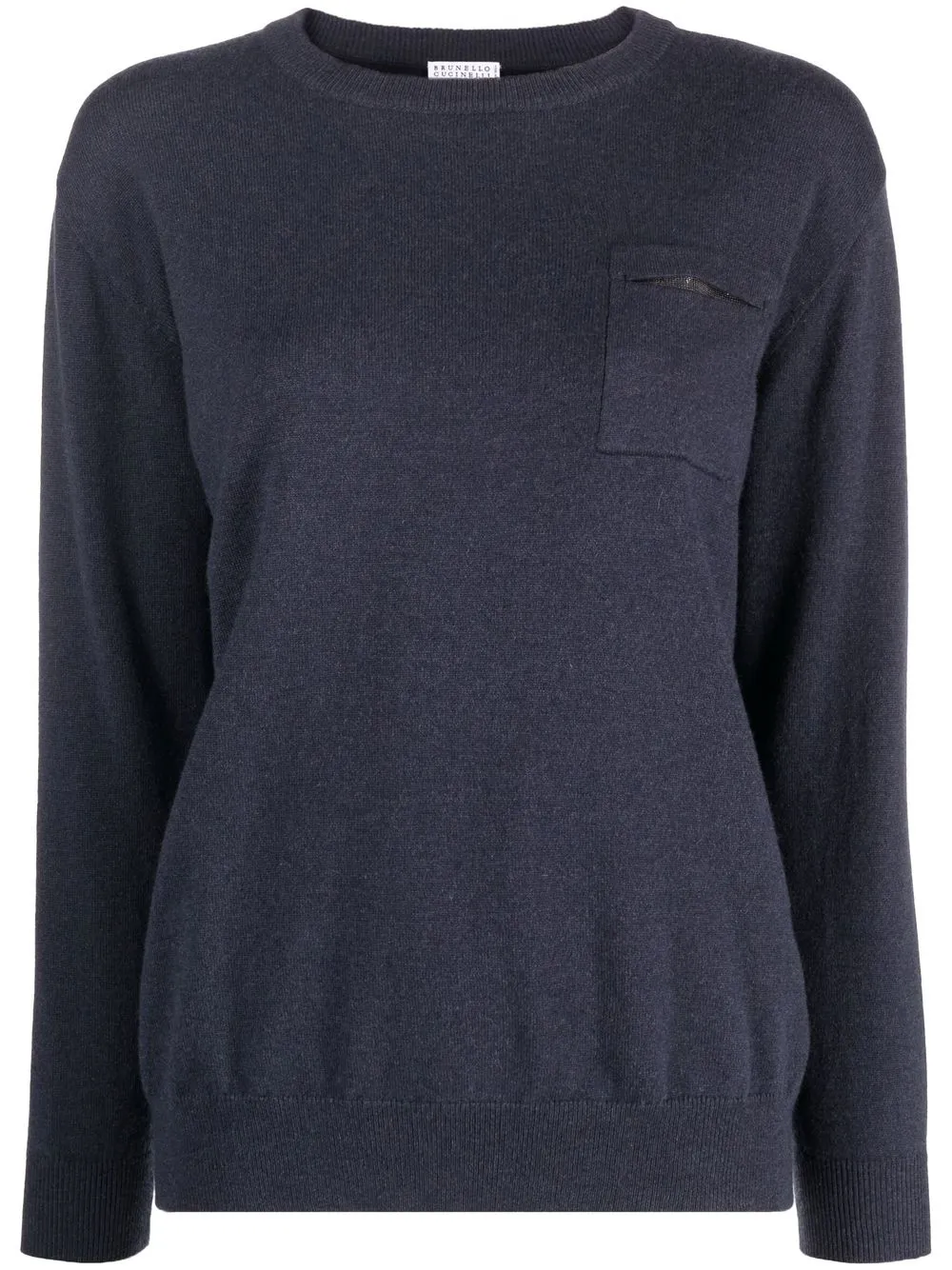 

Brunello Cucinelli suéter de canalé con cuello redondo - Azul