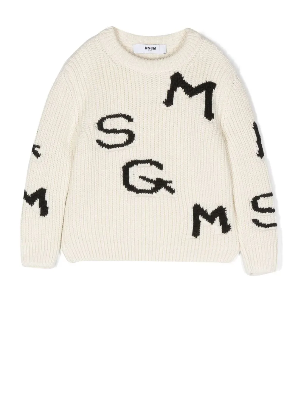 

MSGM Kids intarsia knit-logo ribbed jumper - White